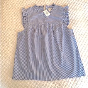 Striped ruffle neck top